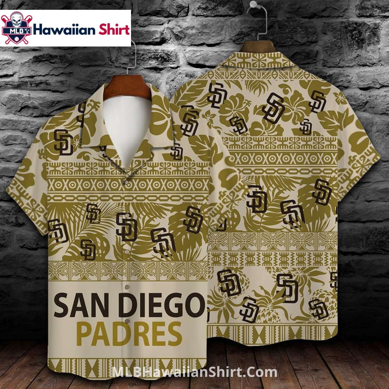 Tribal Cream Pattern San Diego Padres Hawaiian Shirt Tribal Cream Pattern San Diego Padres Hawaiian Shirt