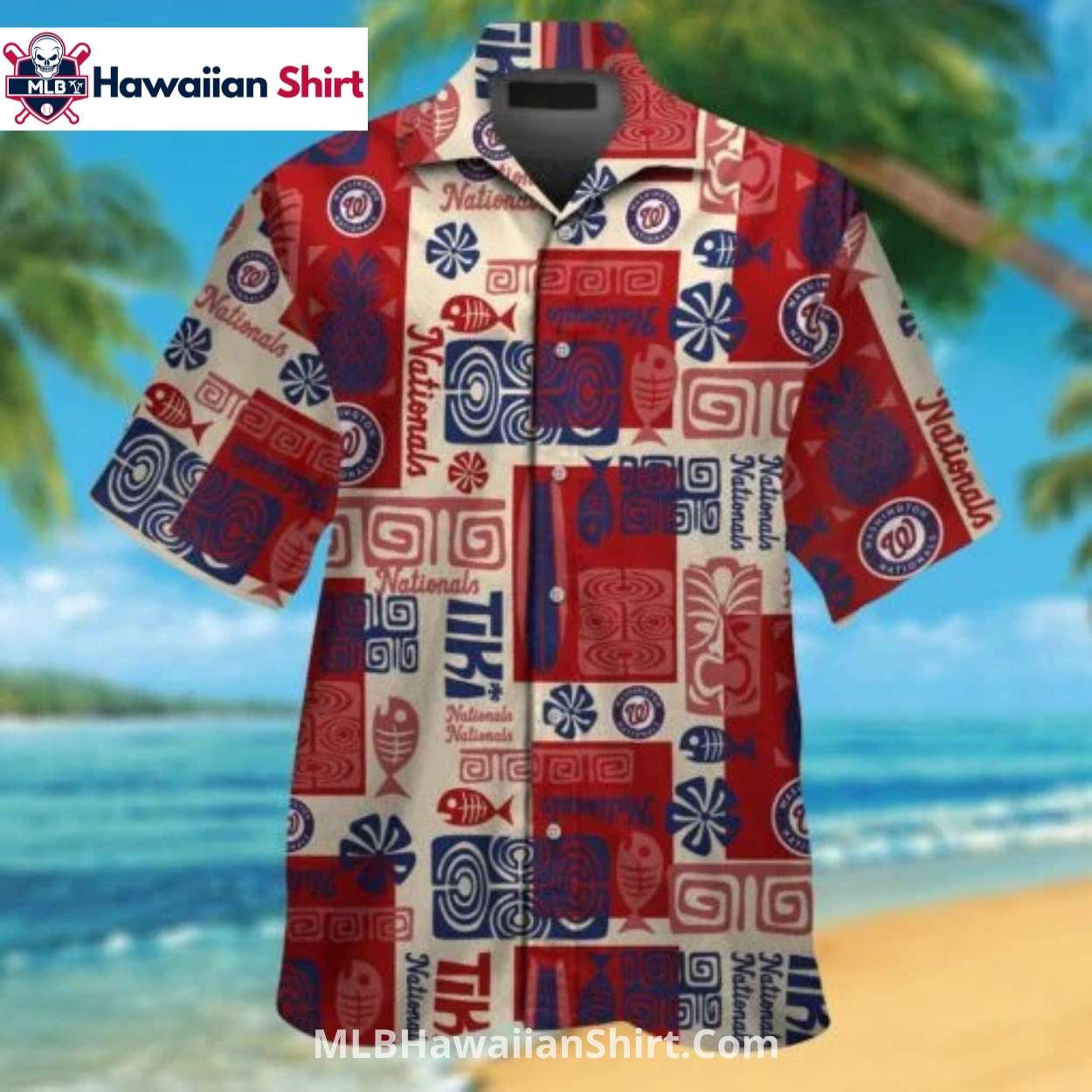 Tribal Pattern Red Blue Nationals Hawaiian Shirt Tribal Pattern Red Blue Nationals Hawaiian Shirt