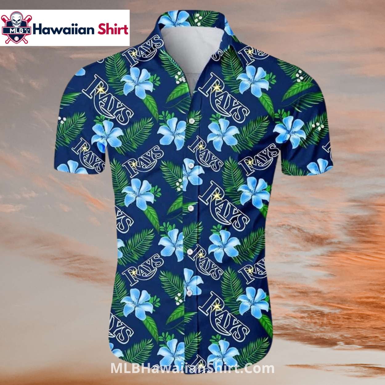 Tropical Blue Flower Tampa Bay Rays Hawaiian Shirt Fanwear Tropical Blue Flower Tampa Bay Rays Hawaiian Shirt Fanwear