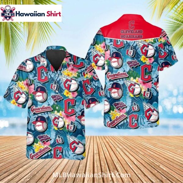 Tropical Flowers And Icons Cleveland Guardians Aloha Shirt