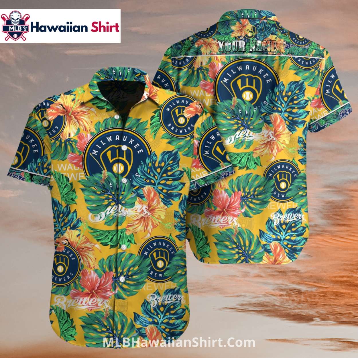 Tropical Leaf Milwaukee Brewers Aloha Shirt For Summer Tropical Leaf Milwaukee Brewers Aloha Shirt For Summer