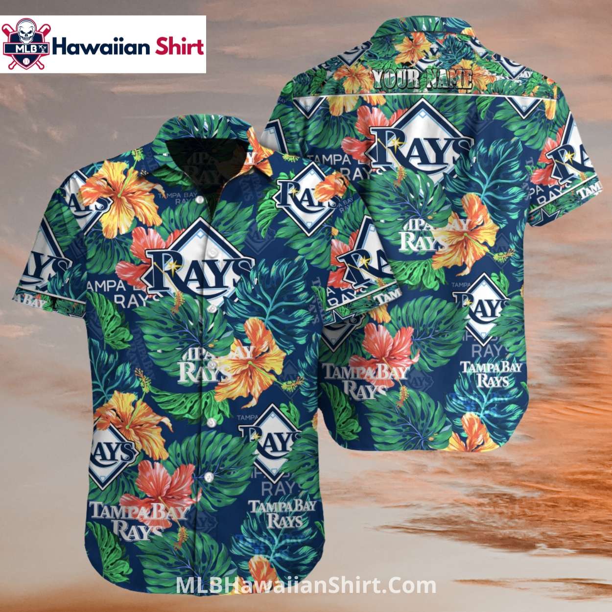 Tropical Leaves And Flowers Tampa Bay Rays Hawaiian Shirt Tropical Leaves And Flowers Tampa Bay Rays Hawaiian Shirt