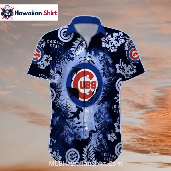 Tropical Ocean Theme Chicago Cubs Aloha Shirt For Beach