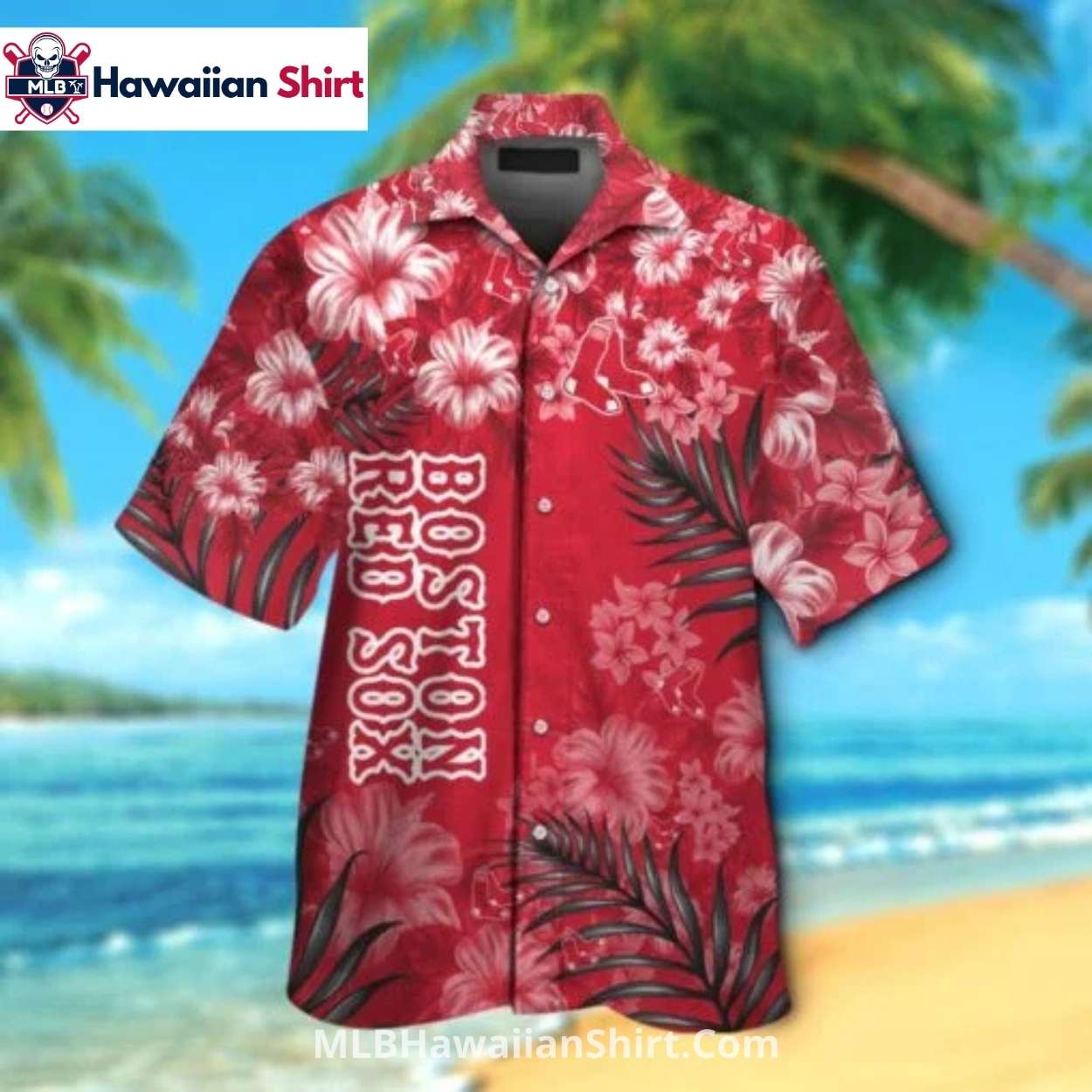 Tropical Red Floral Boston Red Sox Aloha Shirt With Logo Tropical Red Floral Boston Red Sox Aloha Shirt With Logo