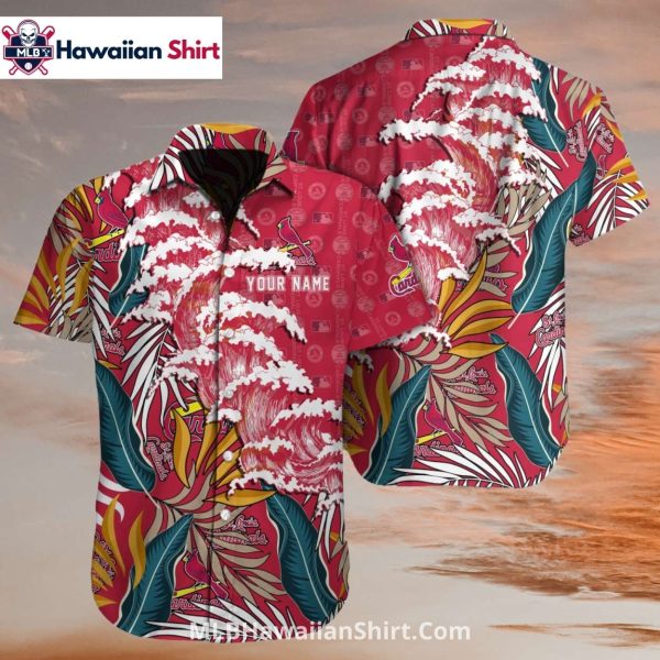 Tropical Surf Wave St. Louis Cardinals Aloha Shirt Bold