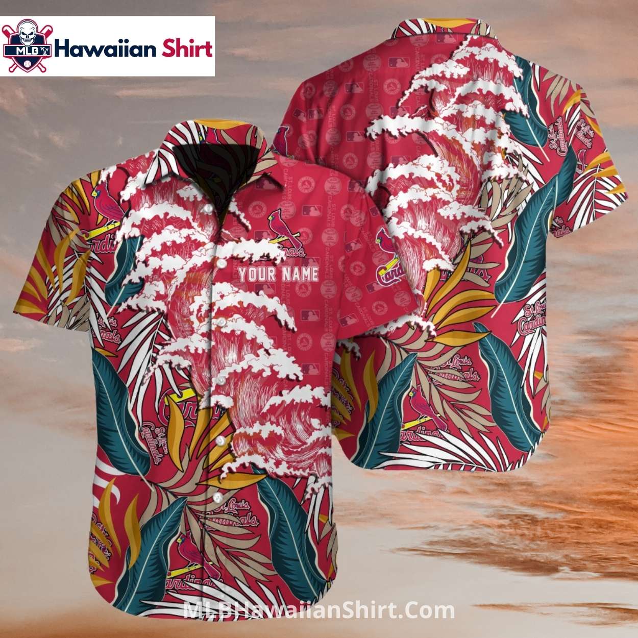 Tropical Surf Wave St. Louis Cardinals Aloha Shirt Bold Tropical Surf Wave St. Louis Cardinals Aloha Shirt Bold
