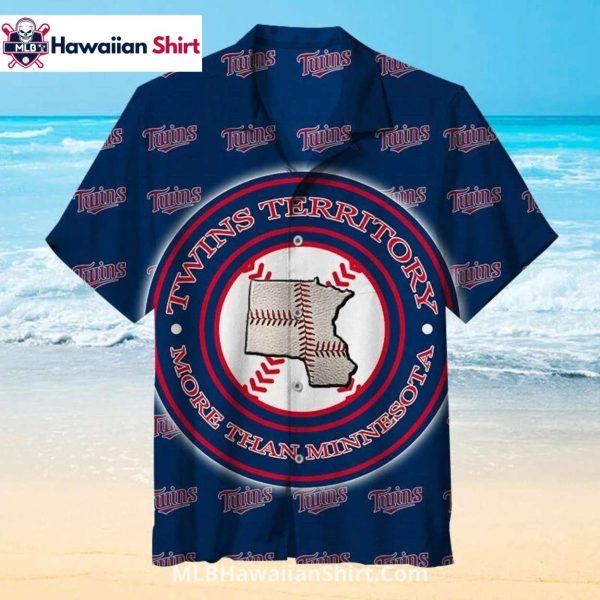 Twins Territory Map Print Hawaiian Shirt With Logos