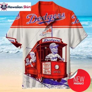 Vintage Brooklyn Trolley LA Dodgers Hawaiian Shirt 1946 Theme