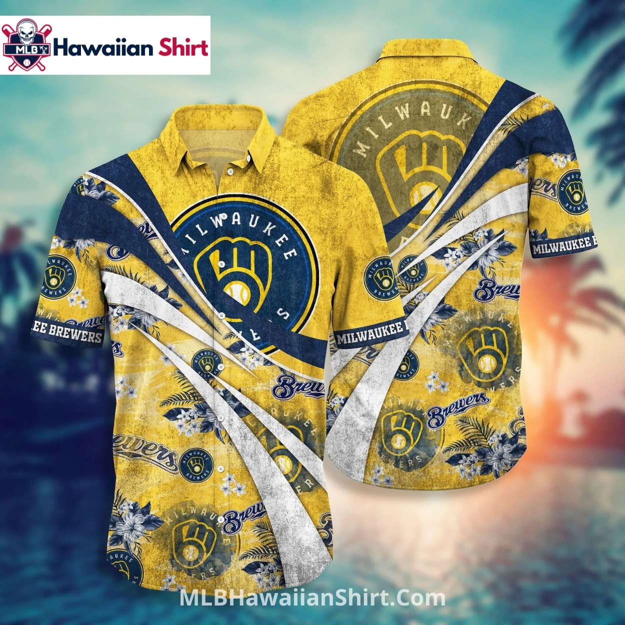 Vintage Fade Milwaukee Brewers Aloha Shirt Tropical Art Vintage Fade Milwaukee Brewers Aloha Shirt Tropical Art