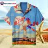 Sunset Dancer Red Sox Hawaiian Shirt With Palm Silhouette