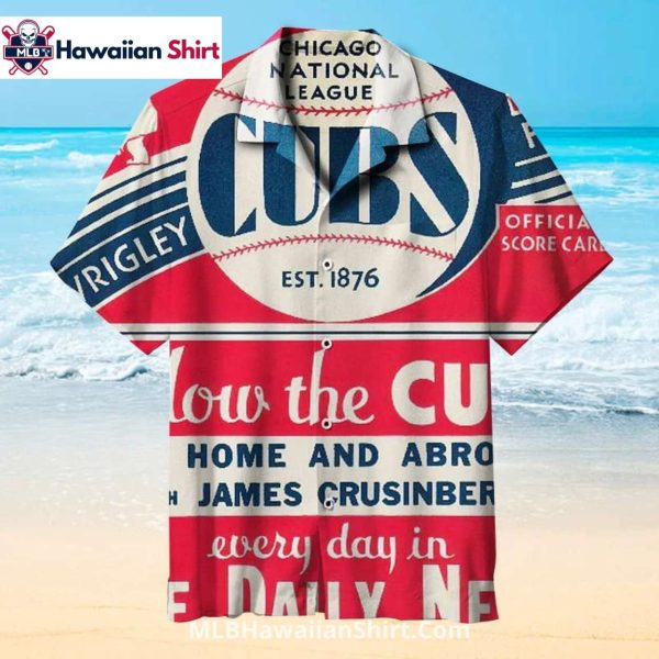 Vintage Poster Style Cubs Hawaiian Shirt For Baseball Lovers