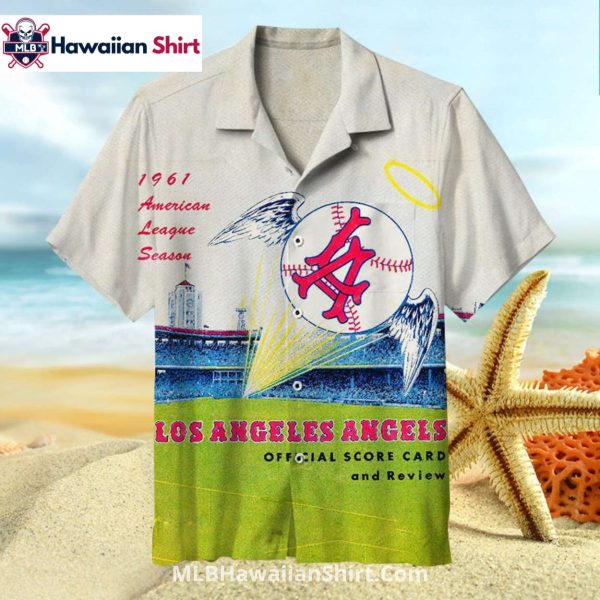 Vintage Scorecard Los Angeles Angels Aloha Shirt Graphic