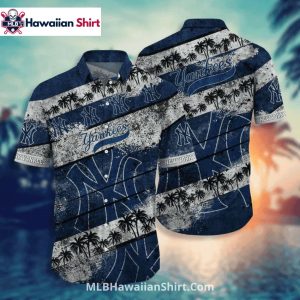 Vintage Stripes Palm NY Yankees Aloha Shirt For Summer