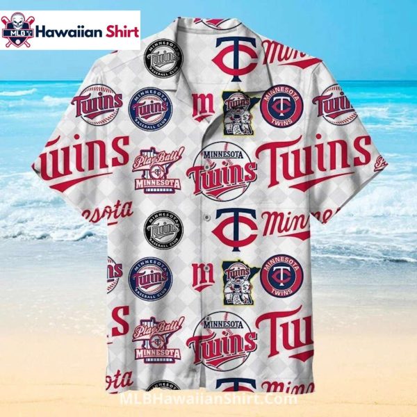 White Background Mixed Logo Twins Hawaiian Shirt