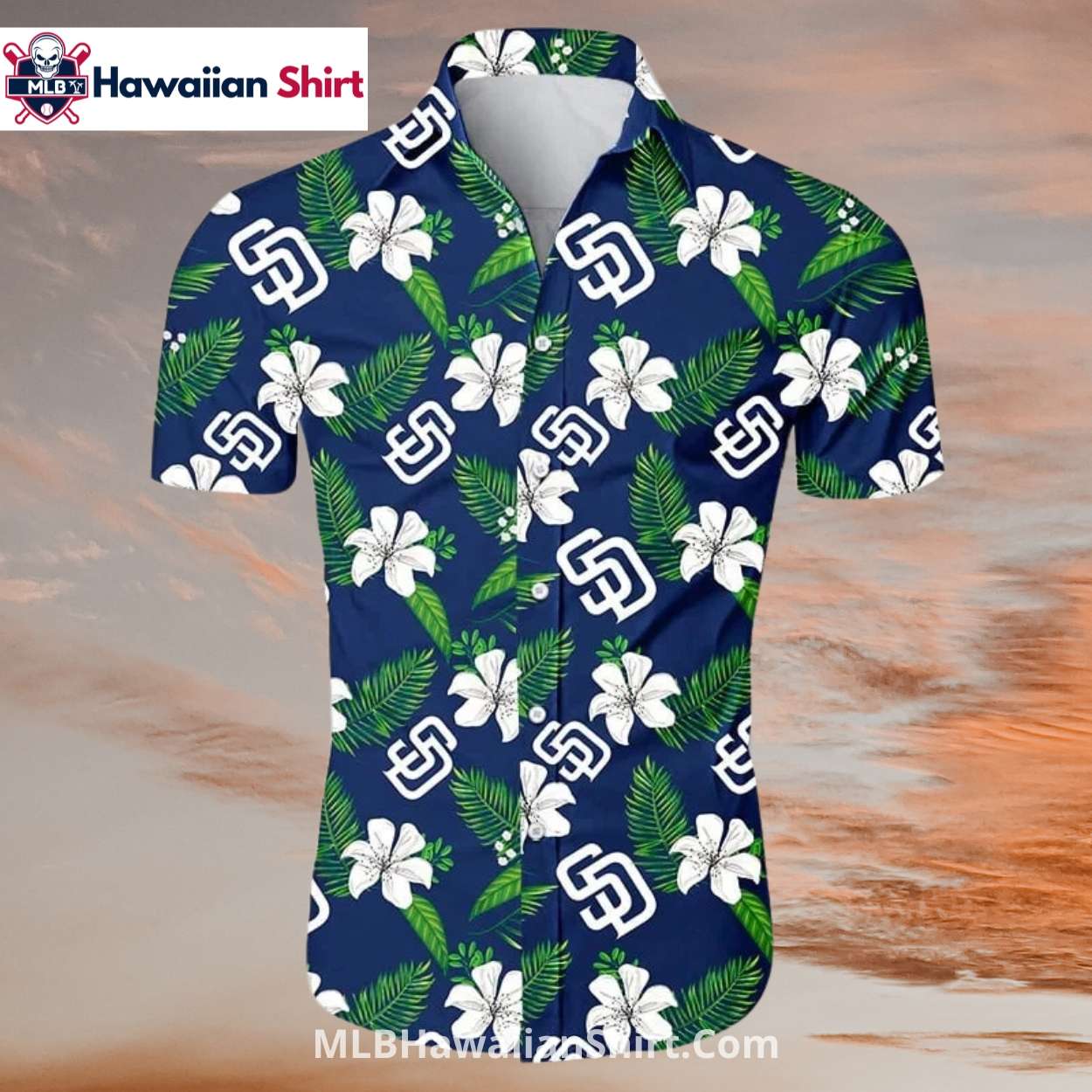 White Floral Pattern San Diego Padres Aloha Shirt White Floral Pattern San Diego Padres Aloha Shirt