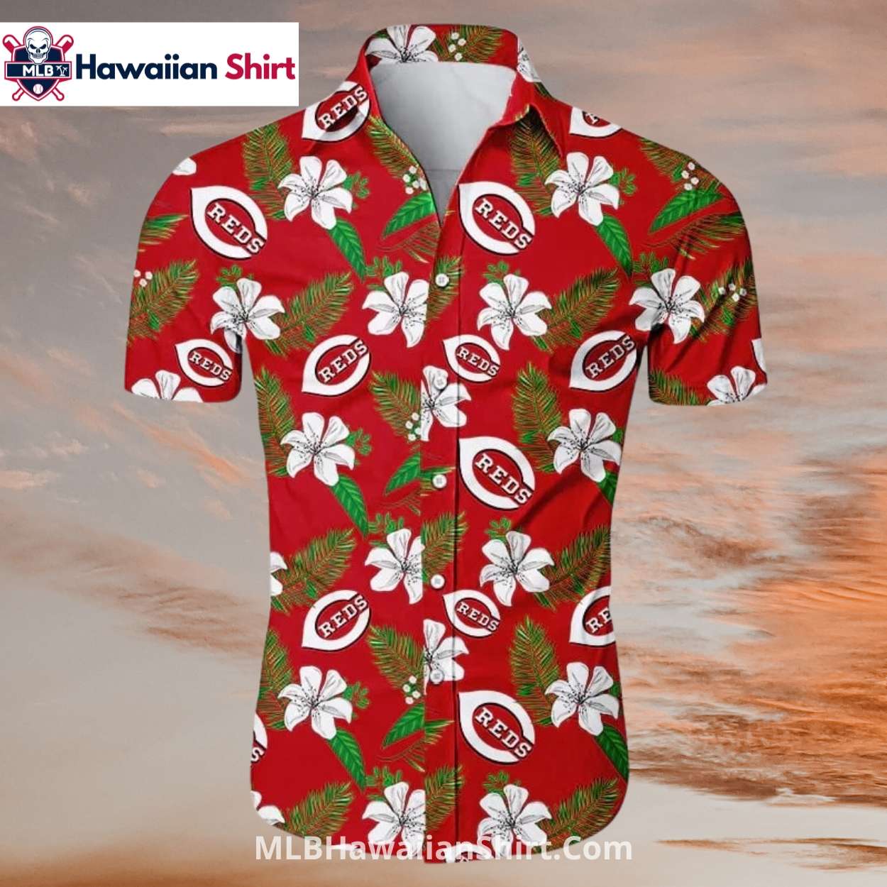 White Hibiscus Flower Cincinnati Reds Hawaiian Shirt Bright White Hibiscus Flower Cincinnati Reds Hawaiian Shirt Bright