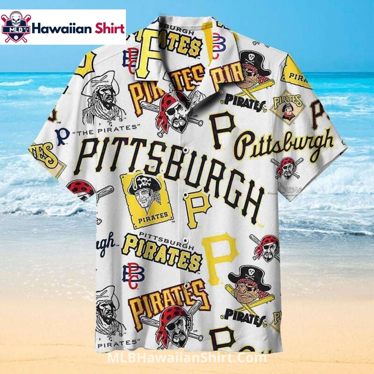 White Retro Pittsburgh Pirates Hawaiian Shirt MLB Design White Retro Pittsburgh Pirates Hawaiian Shirt MLB Design