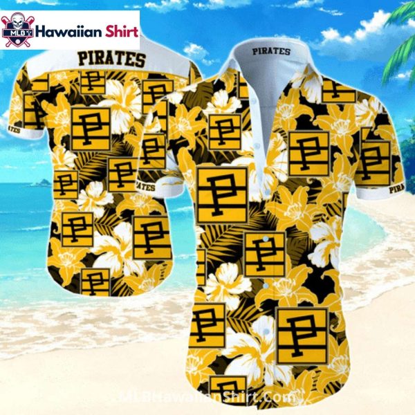 Yellow Floral Block Design Pittsburgh Pirates Aloha Shirt